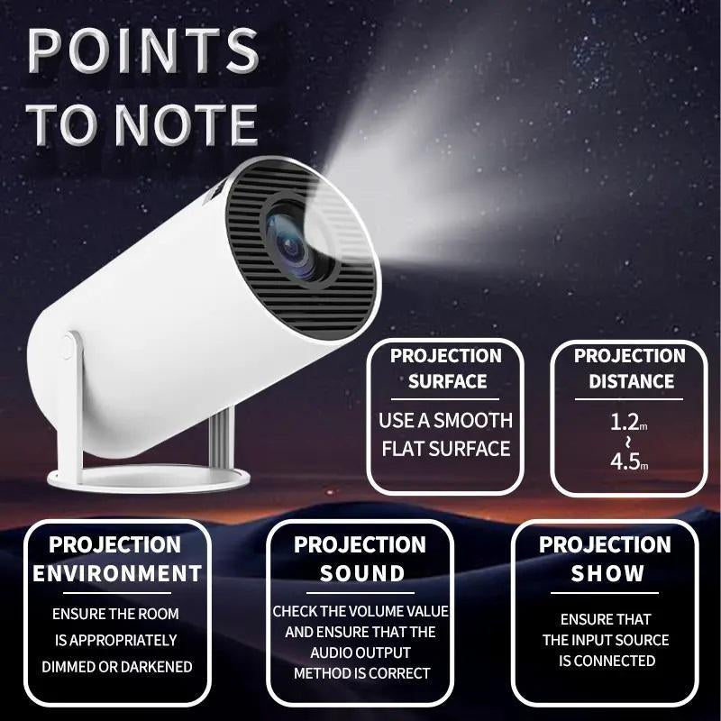 HY300 Pro Portable Projector, Bluetooth-Compatible Projector, Professional Outdoor Projector, 180° Adjustable Android 11 Wifi 6 Projector for Home Office