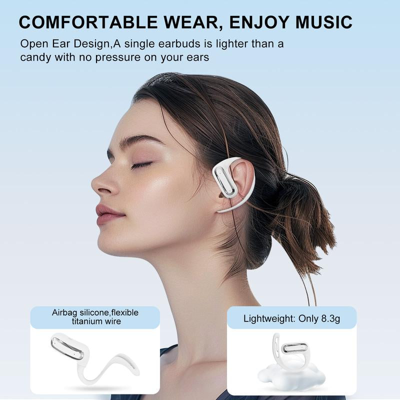 ZIHNIC S16 Open Earphones, Smart Touch-Screen Wireless Bluetooth Earphones, Screen Charging Box with LED Display, Waterproof Ultra-Long Battery Life, Comfortable to Wear, Compatible with Iphone and Android, Suitable for Daily Sports, Study, Office, Etc.