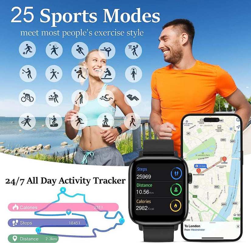 Smart Watch for Men Women(Answer/Make Call)- Fitness Smartwatch with Sleep/Heart Rate/Spo2 Monitor, 113+ Sport Modes, IP68 Waterproof Smart Watch for Android Ios