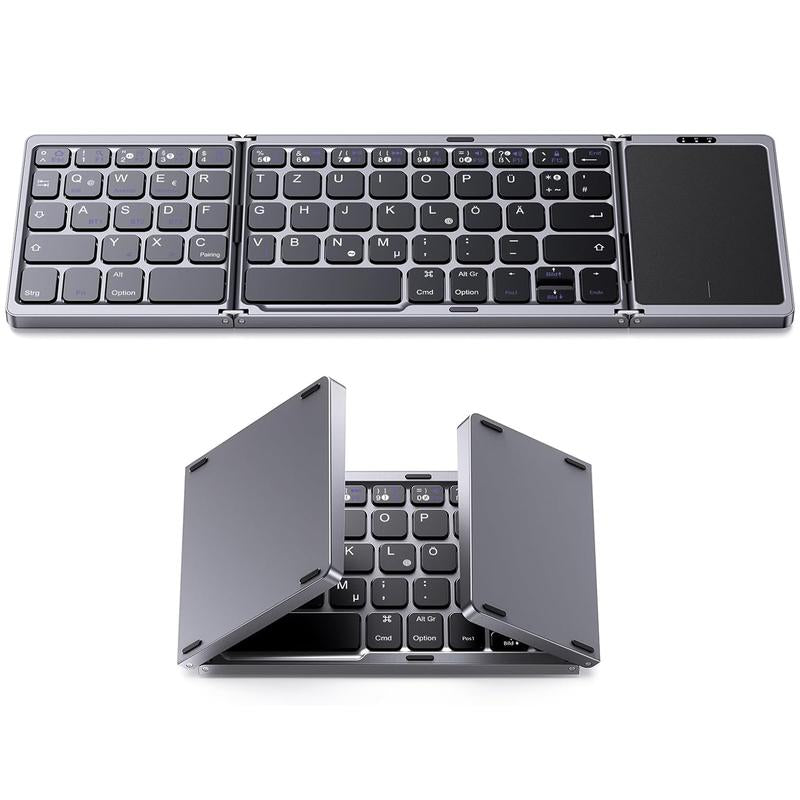 OMOTON Foldable Bluetooth Keyboard, Wireless Foldable Keyboard with Touchpad, Multi-Device and Rechargeable Keyboard for Ipad, Android, Windows