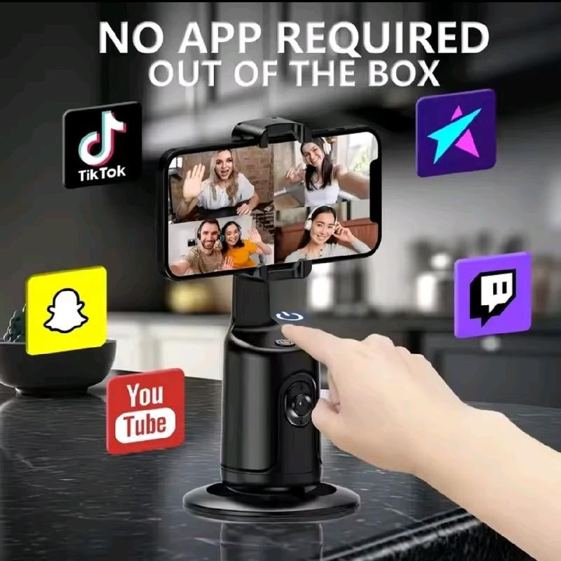 Smart Auto Tracking Phone Holder - 360° AI Motion Tracking Tripod, Portable Selfie with Auto Tracking, Lightweight Design for Vlogging - Adjustable, Landscape Gimbal Stabilizer Smartphone Cellphone