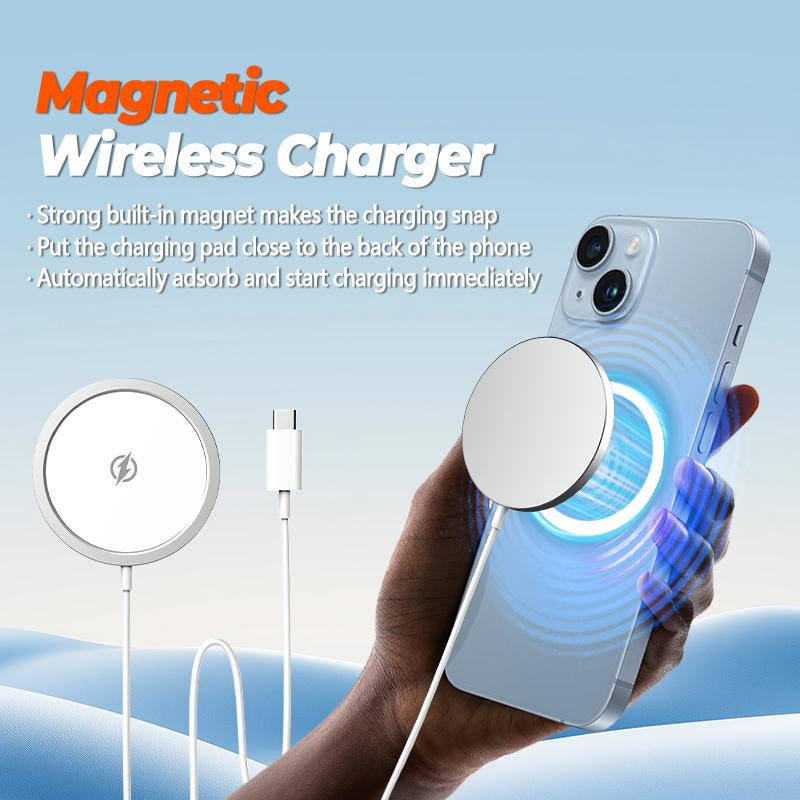 Artcyber 6-In-1 Magnetic Wireless Charging & Audio Support Set – 5000Mah Power Bank, 20W Fast Charger, Type-C to Lightning Cable, for Iphone & Android