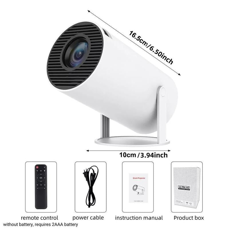 HY300 Pro Portable Projector, Bluetooth-Compatible Projector, Professional Outdoor Projector, 180° Adjustable Android 11 Wifi 6 Projector for Home Office