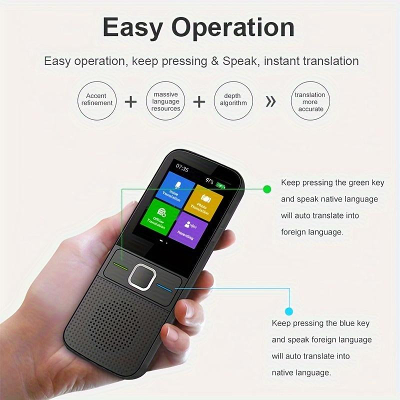 Portable Language Translator Device | 138 Languages, Real-Time Voice & Photo Translation Travel & Learning Audio HD Touch English-Chinese Scan Professional Translation Multipurpose Multifunctional