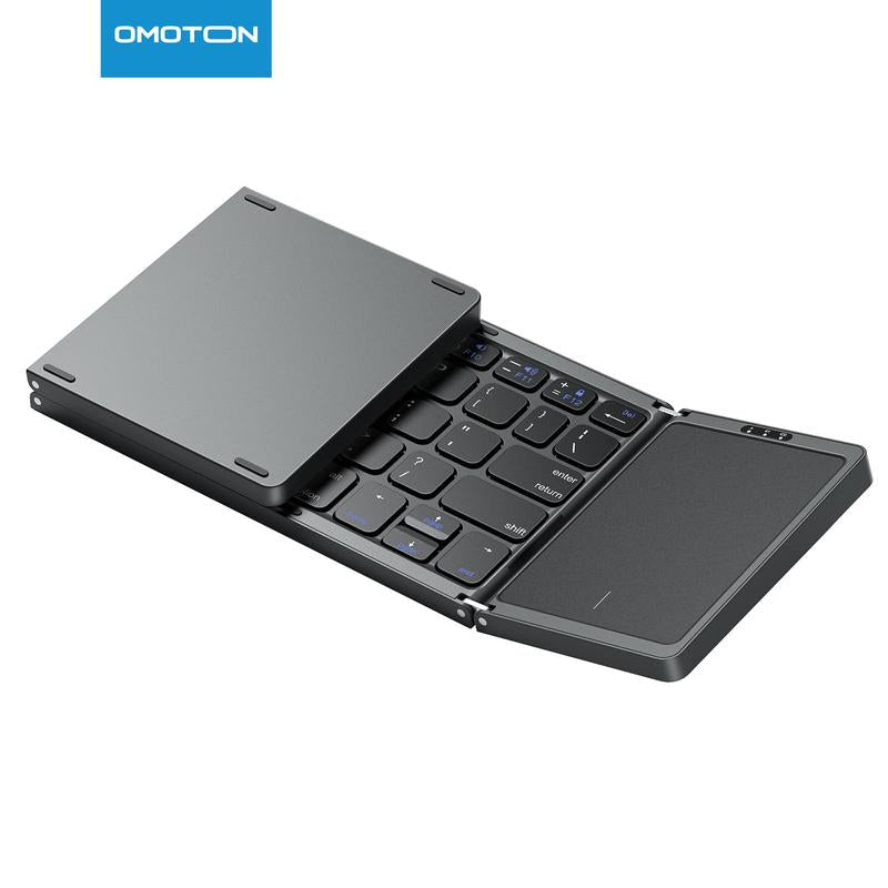 OMOTON Foldable Bluetooth Keyboard, Wireless Foldable Keyboard with Touchpad, Multi-Device and Rechargeable Keyboard for Ipad, Android, Windows