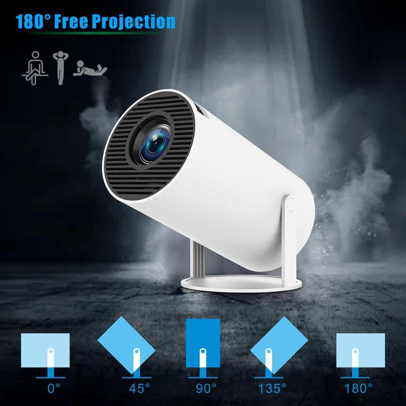 HY300 Pro Portable Projector, Bluetooth-Compatible Projector, Professional Outdoor Projector, 180° Adjustable Android 11 Wifi 6 Projector for Home Office