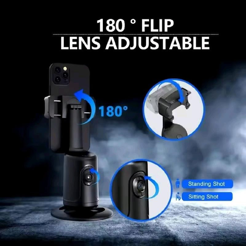 Smart Auto Tracking Phone Holder - 360° AI Motion Tracking Tripod, Portable Selfie with Auto Tracking, Lightweight Design for Vlogging - Adjustable, Landscape Gimbal Stabilizer Smartphone Cellphone
