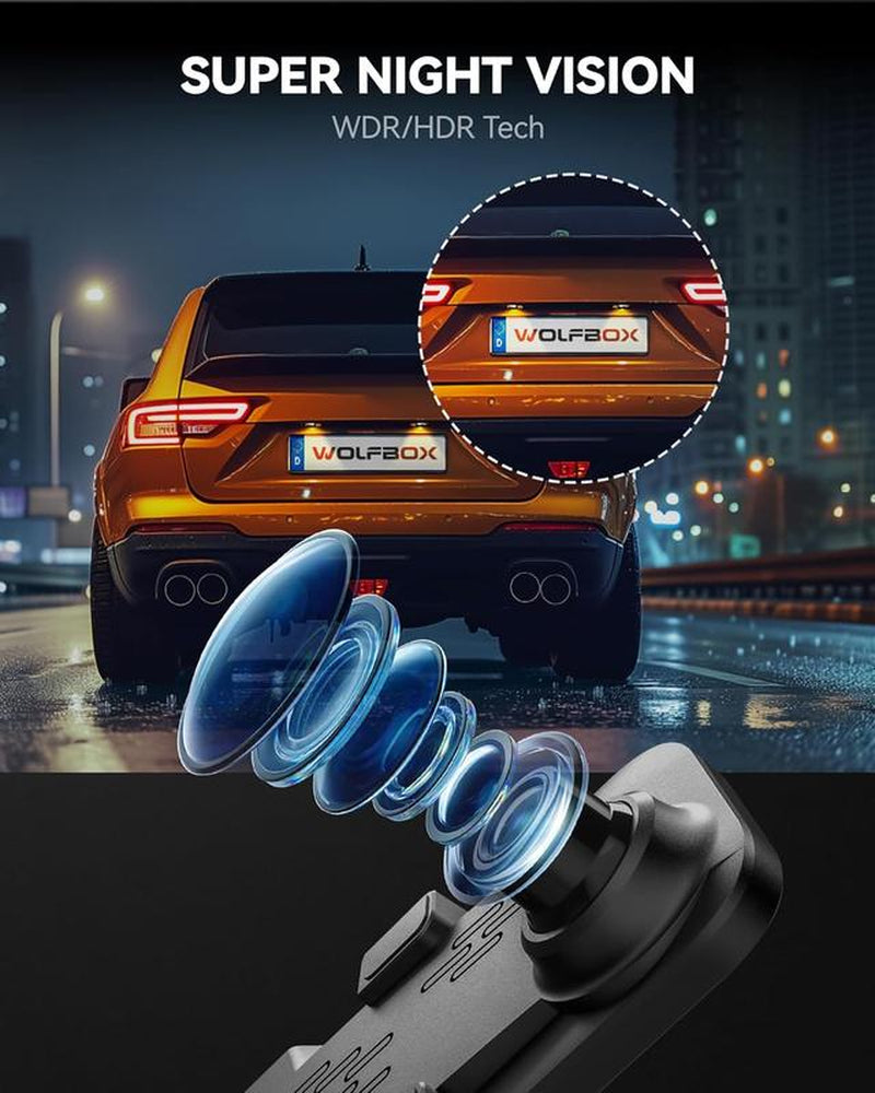 WOLFBOX G840S 12" 4K Mirror Dash Cam Backup Camera, 2160P Full HD Smart Rearview Mirror for Cars & Trucks, Front and Rear View Dual Cameras, Night Vision, Parking Assistance, Included 32GB Card & Gps，Truck Accessories Car Dashcam