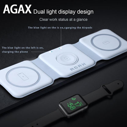 Portable 3 in 1 Wireless Charging Station for Iphone, Foldable Travel Cellphone Charger for Airpods Iwatch Smartphone Electronic