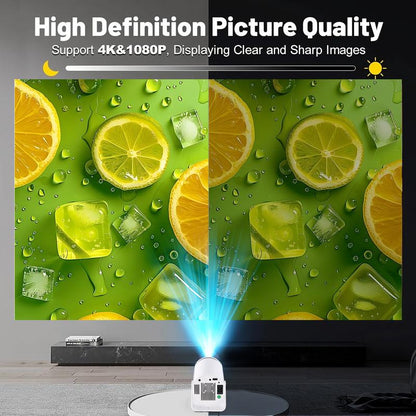 Olymmons HY300 Pro Mini Portable Projector, 4K/260 ANSI Smart Projector with Wifi 6 Bluetooth 5.0, Screen Adjustment, Home Theater Video 2025 Mini Projector Portable Bluetooth Android Projector Portable