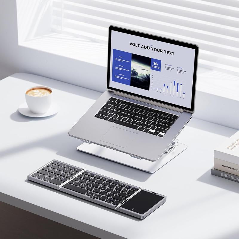 OMOTON Foldable Bluetooth Keyboard, Wireless Foldable Keyboard with Touchpad, Multi-Device and Rechargeable Keyboard for Ipad, Android, Windows
