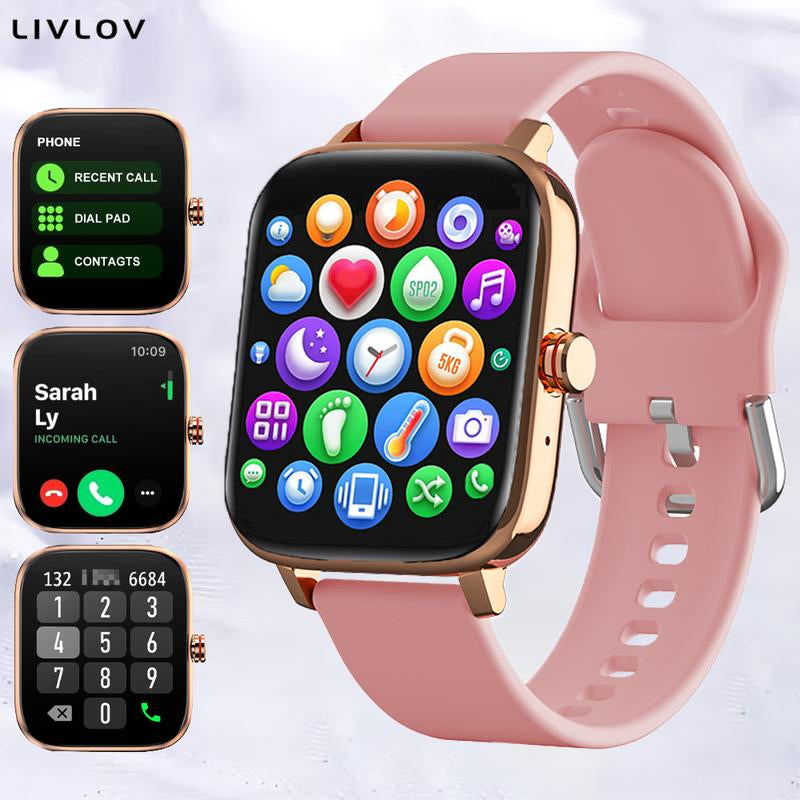 Smart Watch, 1.69'' Full Touch Answer/Make Call Women Smartwatch for Android Phones Fitness Tracker with Heart Rate Sleep Monitor Calorie Step Counter Sports Fitness Watch for Android Ios
